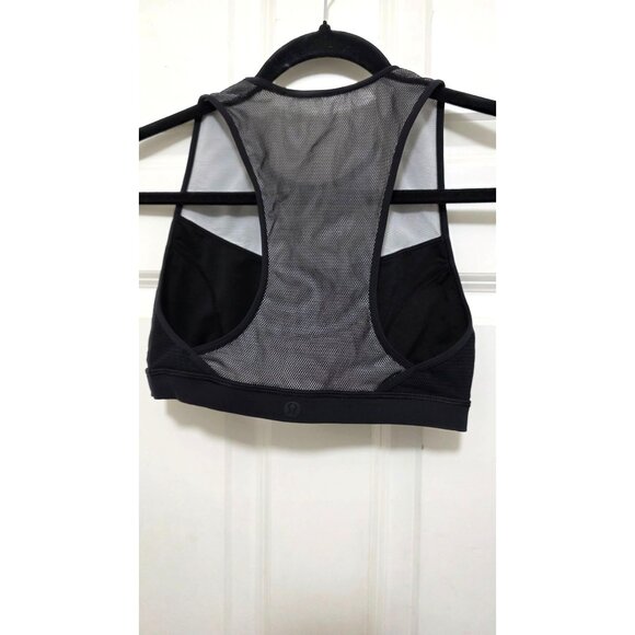Lululemon Kaomi Women's Black Mesh Racerback Sports Bra Size 4 Sheer Design - Picture 3 of 5